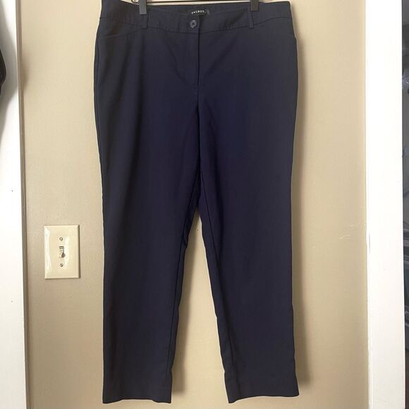 Talbots Womens Navy Blue Hampshire Ankle Straight Pant Petite 14 - Picture 1 of 7